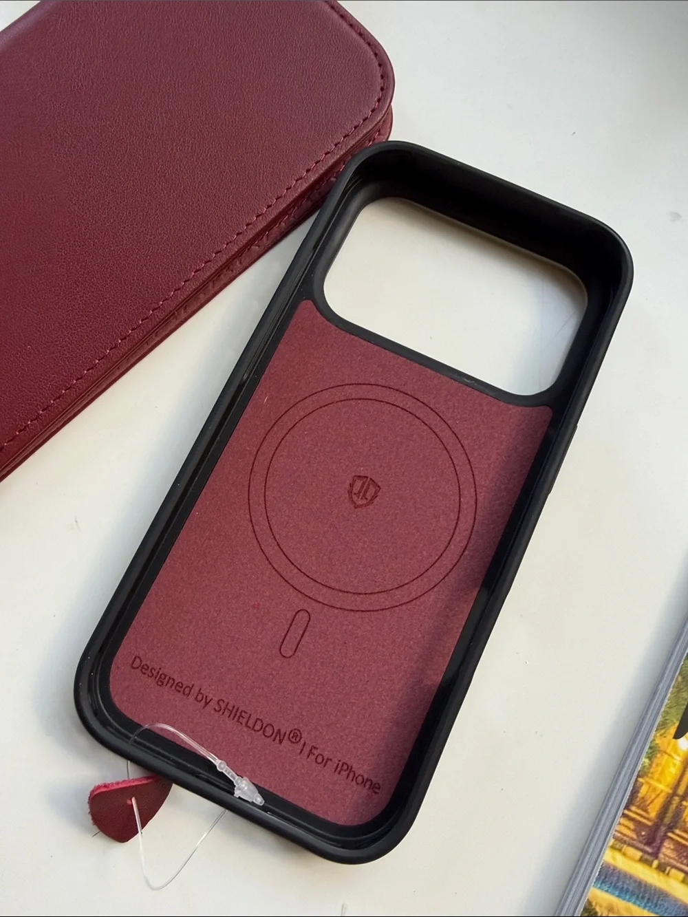 Burgundy Phone Wallet Case with Card Slot iPhone 17